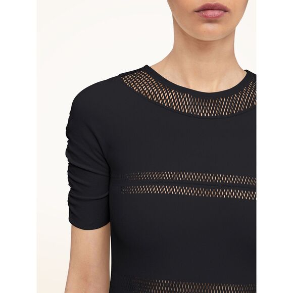 NWT Wolford Net Lines Body Laser-Cut Short Sleeve Bodysuit in Black Size XS - Picture 4 of 14